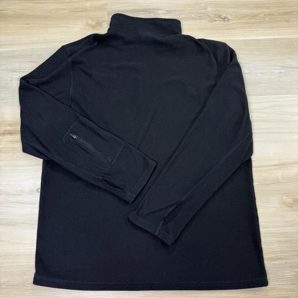 The North Face Quarter Zip Fleece Mens Large Black Pullover Sleeve Pocket Thumb